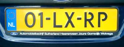 Dutch license plate: 01-LX-RP
