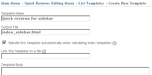 Create a new index template for sidebar reviews