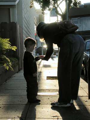 Alex and Grandma, in silhouette