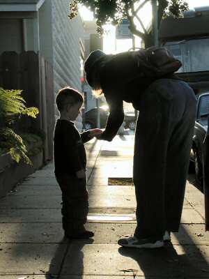 Alex and Grandma, in silhouette