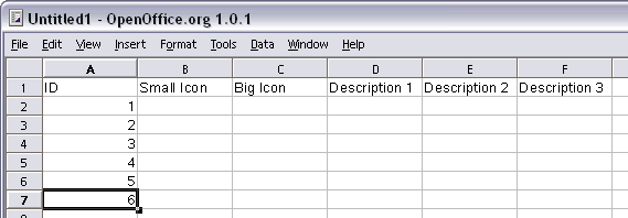 IDs in the first column